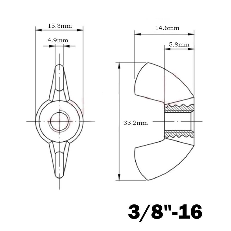 sotoolstop Store 3/8"-16 Wing Nuts,Stainless Steel 18-8(304) Wing Nuts, 10Pcs-Pack - Image 4